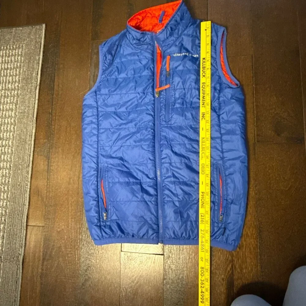 Vineyard vines boys puffer vest size xl 20 red blue preppy country club golf zip